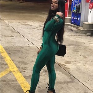 Green zipper jumpsuit